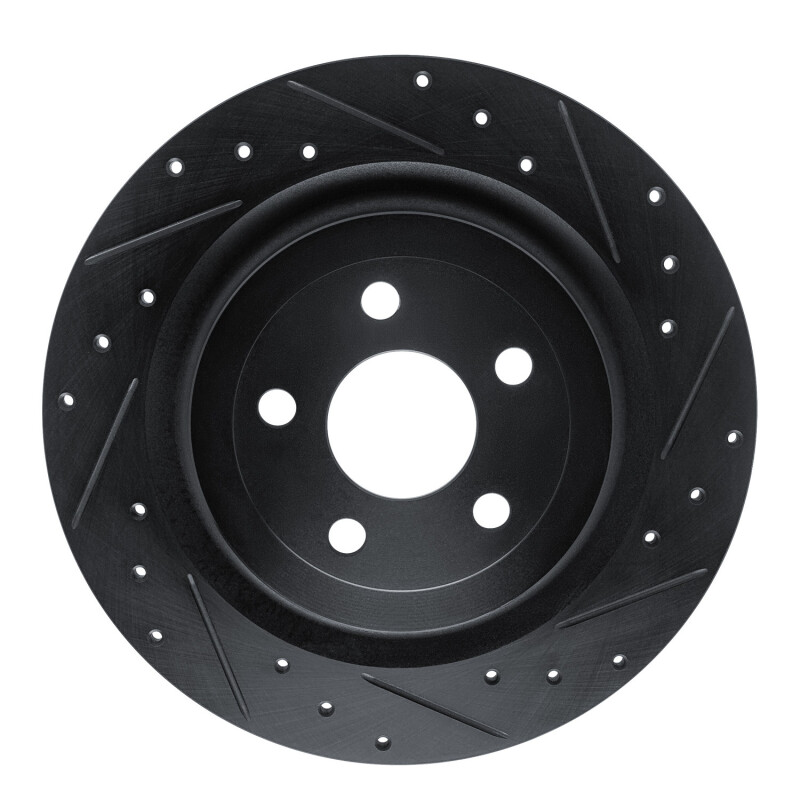 Ford Mustang Mach-E Brake Rotor (1) - Rear Right - R1 Concepts - Drilled & Slotted - Black - `21-`25